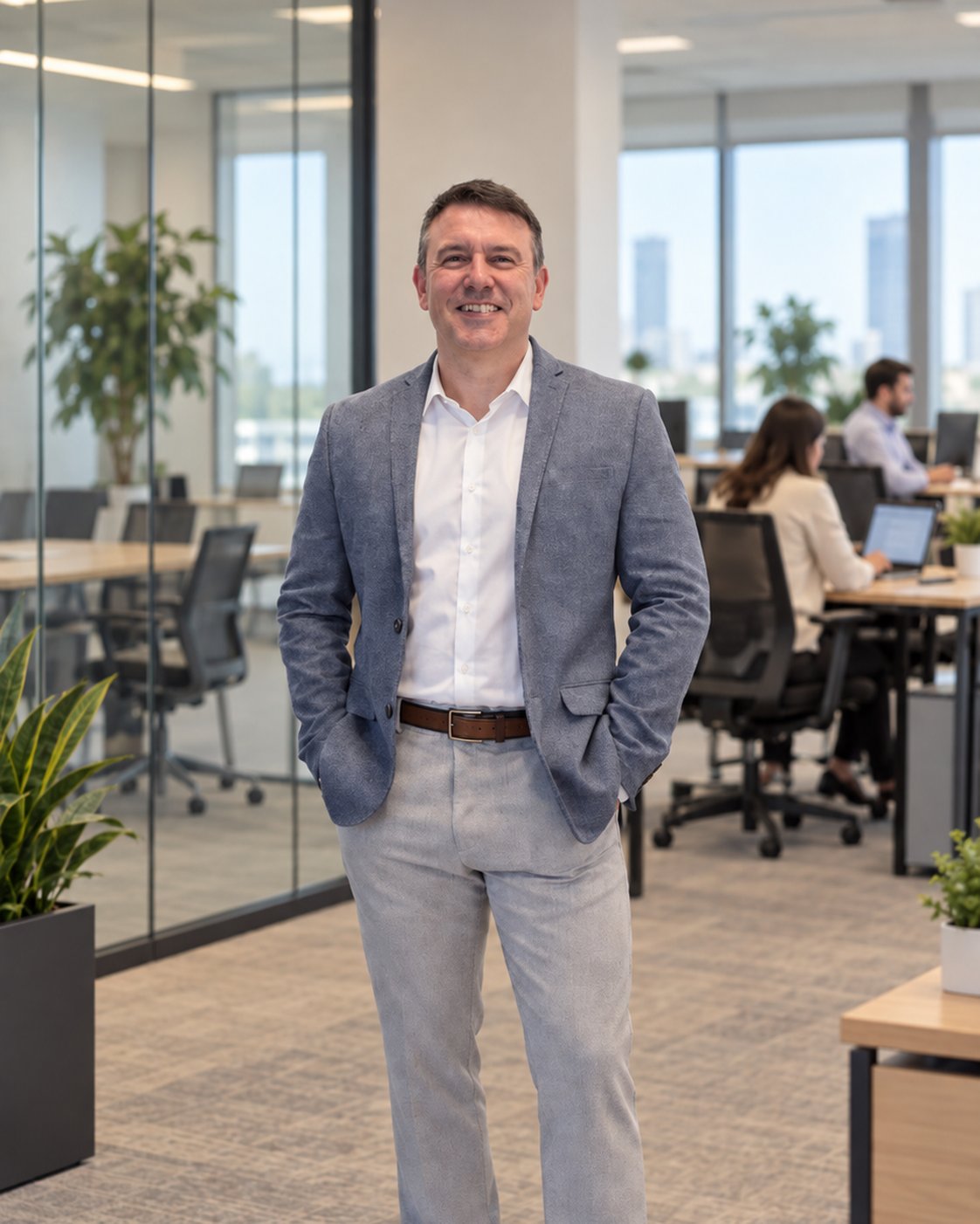 Gastón Aldave en una oficina, como consultor